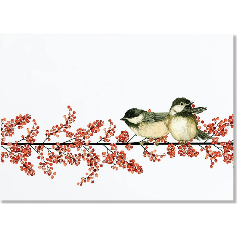 Christmas Lights Display Winterberry & Chickadee Boxed Holiday Cards | Set of 20