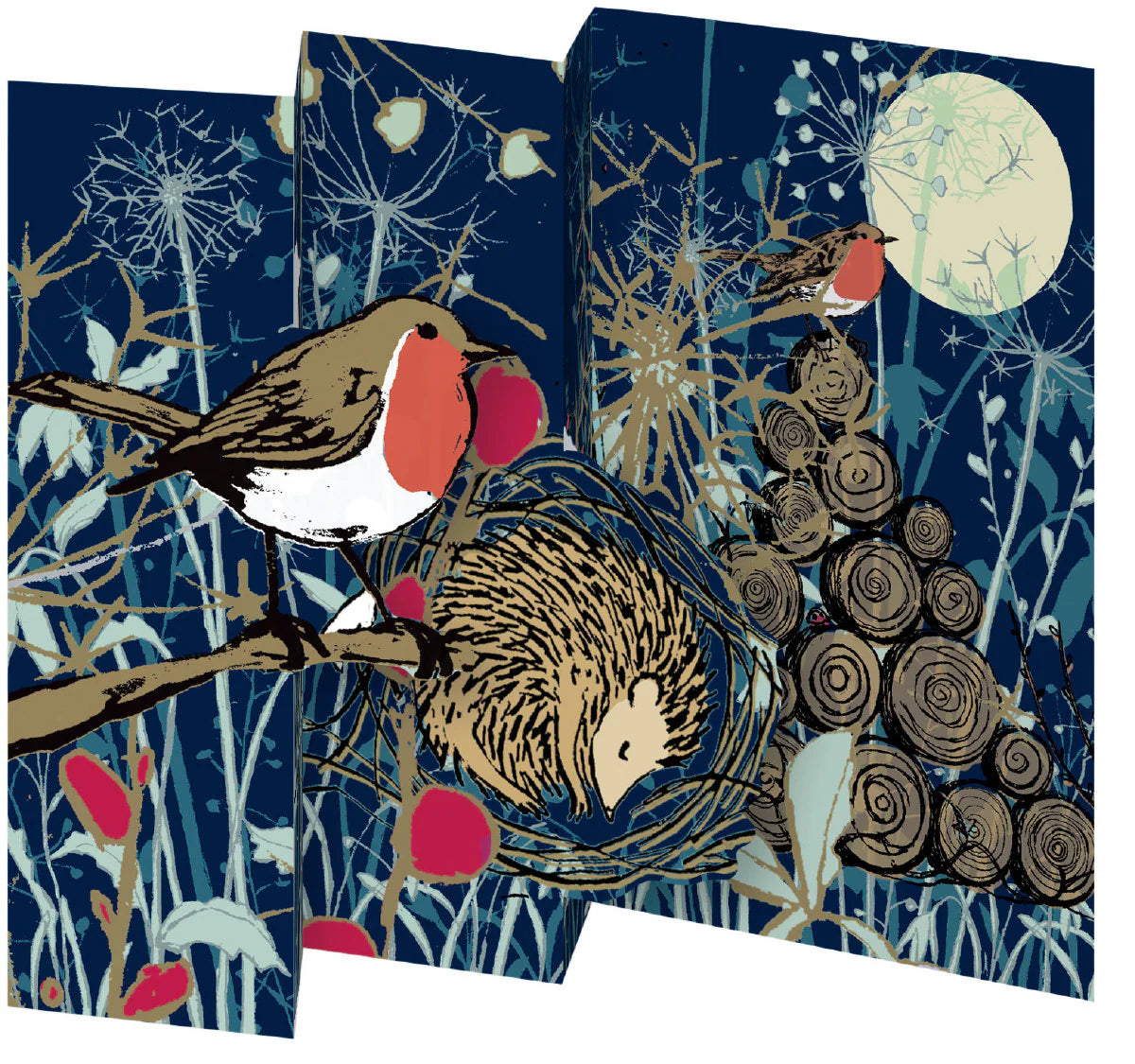 Christmas Night Winter's Tale Robin Tri-fold Card Pack of 5