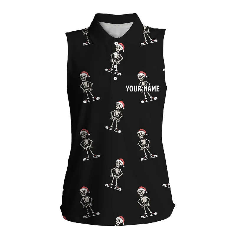 Cartoon Skeleton With Santa Hat Christmas Womens Sleeveless Polo Shirts Skull Golf Shirts For Women LDT0664 Cartoon Skeleton With Santa Hat Christmas Womens Sleeveless Polo Shirts Skull Golf Shirts For Women LDT0664