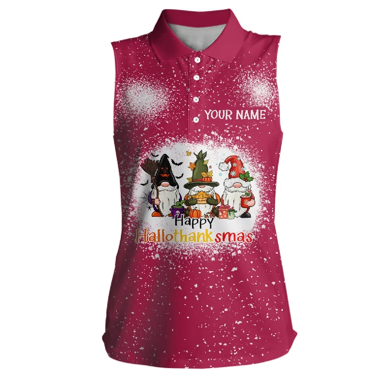 Happy Hallothanksmas Christmas Santa Womens Sleeveless Polo Shirt Custom Funny Golf Tops For Women LDT0674 Happy Hallothanksmas Christmas Santa Womens Sleeveless Polo Shirt Custom Funny Golf Tops For Women LDT0674