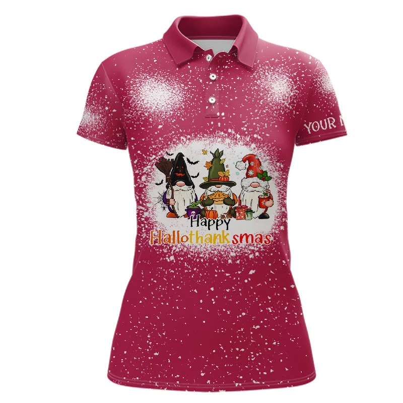 Happy Hallothanksmas Christmas Santa Womens Golf Polo Shirt Custom Funny Golf Tops For Women LDT0674 Happy Hallothanksmas Christmas Santa Womens Golf Polo Shirt Custom Funny Golf Tops For Women LDT0674