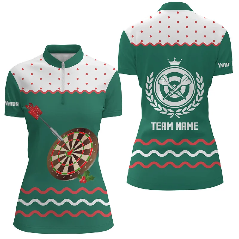 Personalized Darts Christmas Green Quarter-Zip Shirt Custom Women Darts Shirt Dart Jersey LDT0740 Personalized Darts Christmas Green Quarter-Zip Shirt Custom Women Darts Shirt Dart Jersey LDT0740
