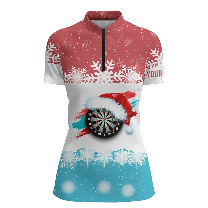Santa Darts Christmas Red Blue Dart Quarter-Zip Shirt Darts Shirt For Women Dart Jersey LDT0749 Santa Darts Christmas Red Blue Dart Quarter-Zip Shirt Darts Shirt For Women Dart Jersey LDT0749