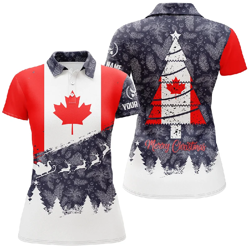 Merry Christmas Canada Flag Golf Polo Shirt Custom Patriotic Golf Shirts For Women Golf Gifts LDT0750 Merry Christmas Canada Flag Golf Polo Shirt Custom Patriotic Golf Shirts For Women Golf Gifts LDT0750