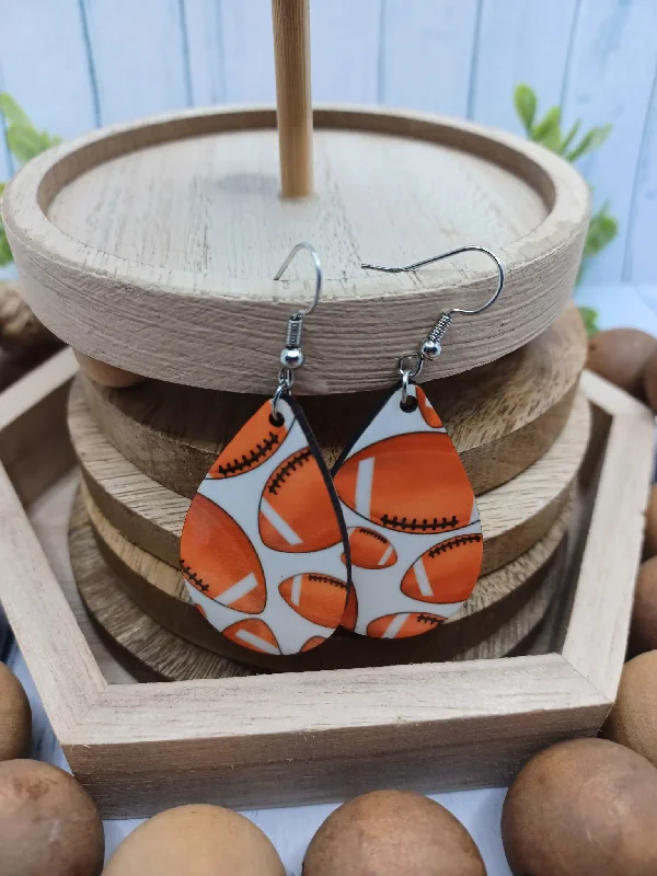 Christmas Holiday Spirit Wooden Football Design Earrings