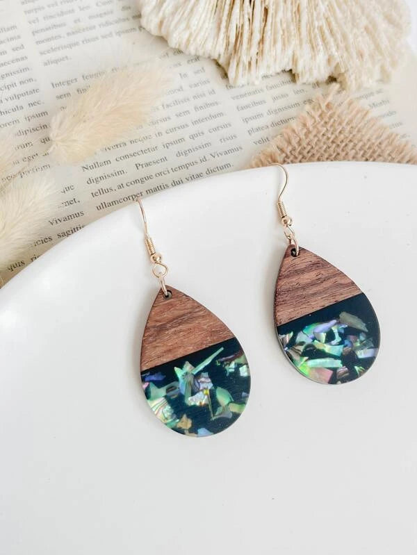 Christmas Peppermint Treats Wooden & Multicolored Speckled Earring