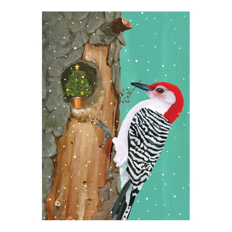 Christmas Dinner Woodpecker Deck the Halls Boxed Holiday Cards