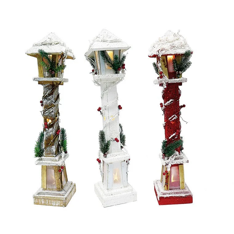 Christmas Candle Holders Xmas Wooden LED Lampost, 100cm