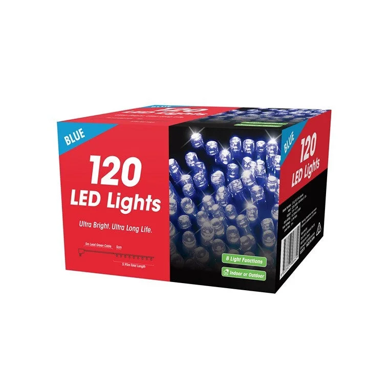 Christmas Fireplace Decor Xmas Fairy Lights 120 LED, Blue