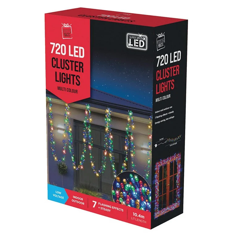 Christmas Morning LED Cluster Lights, 720 lights, Multi Colour