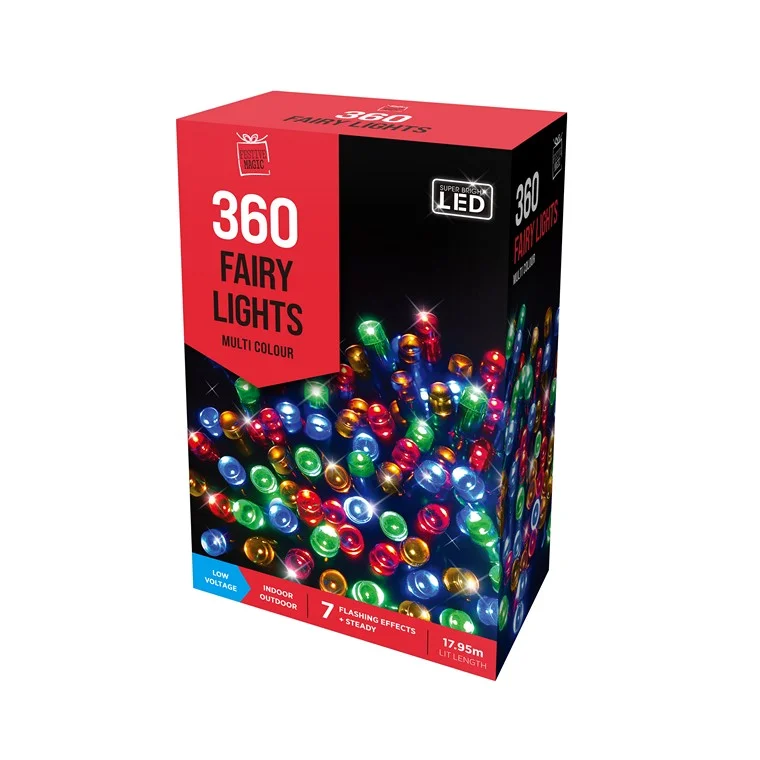 Christmas Caroling Xmas Fairy Lights 360 LED, Multi Colour