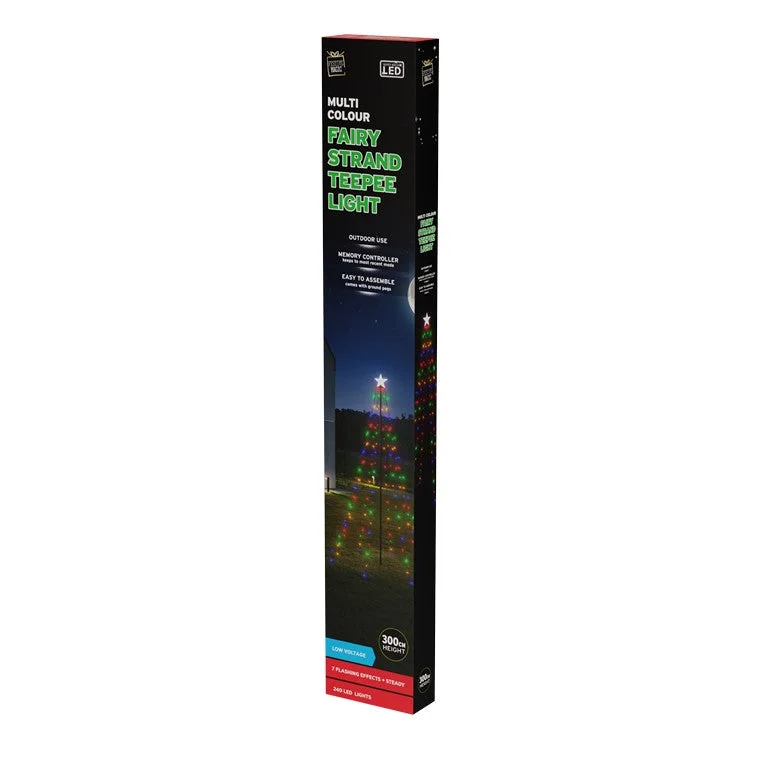 Holiday Treats Christmas Fairy Light Teepee Tree, 3m