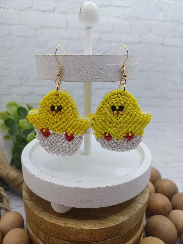 Christmas Centerpiece Yellow Baby Chick Earrings
