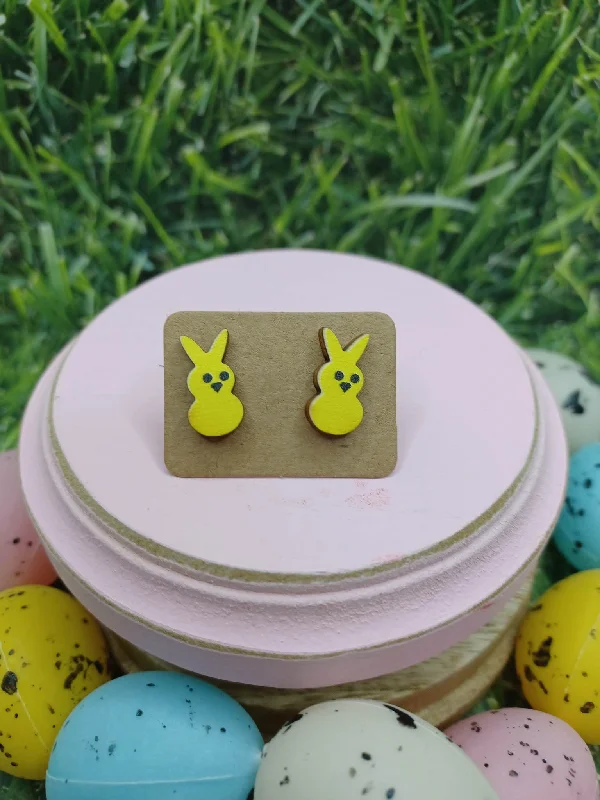 Christmas Eve Yellow Easter Bunny Earrings