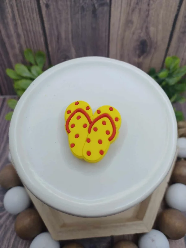 Holiday Fun Yellow Flip Flop Shoe Charm Accessory