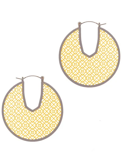 Yellow & Grey Hoop Earrings