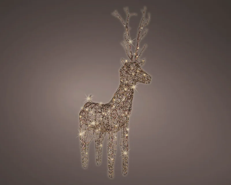 Christmas Tree 135cm LED Warm White Wicker Outdoor Brown Deer by Lumineo