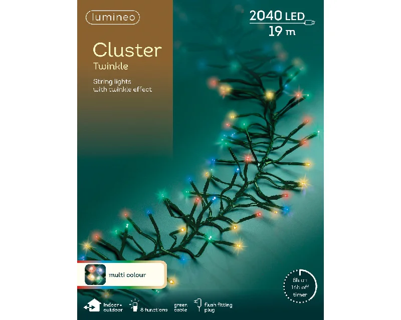 Christmas Day 2040 LED Multi Colour Cluster Outdoor Twinkle Lights 17m Green Cable by Lumineo Christmas Day 2040 LED Multi Colour Cluster Outdoor Twinkle Lights 17m Green Cable by Lumineo
