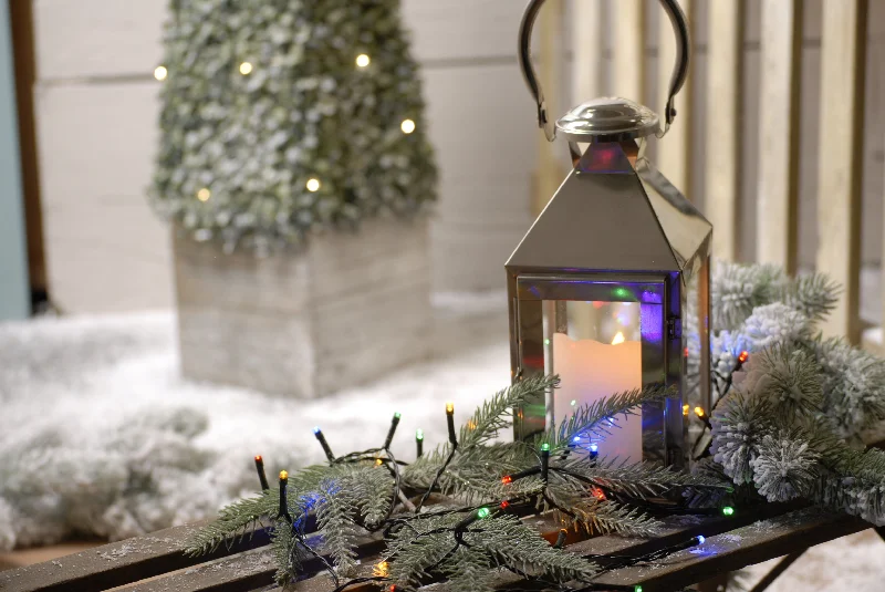 Christmas Pine Tree Battery Operated Timer Lights - Multicolour