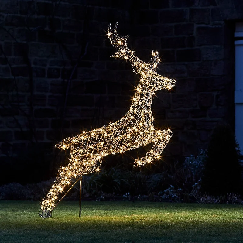 Christmas Cocoa 1.4m Regular Harlow Rattan Stag Dual Colour LED Light Up Reindeer