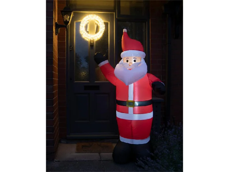 Christmas Pine Garland Inflatable Santa Claus with LED Lights