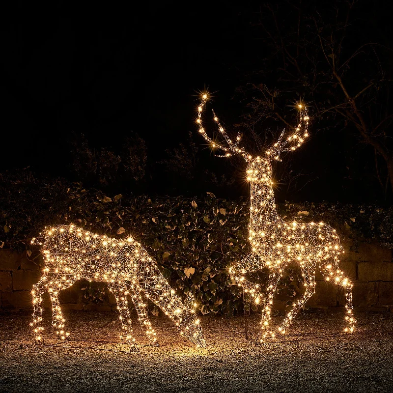 Christmas Tree 2m Large Studley Rattan Stag & Doe Dual Colour LED Light Up Reindeer Duo Christmas Tree 2m Large Studley Rattan Stag & Doe Dual Colour LED Light Up Reindeer Duo