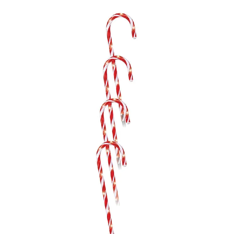 Christmas Jolly Vibes LED Battery Candy Cane Stakes with Timer 4pc (58cm)