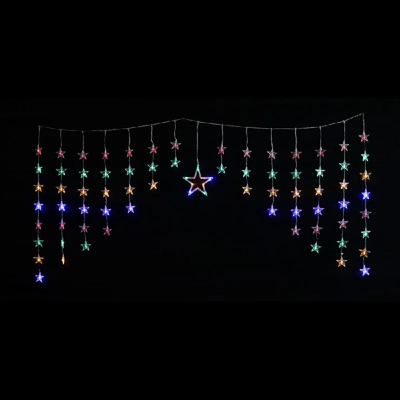 Christmas Beautiful Lights LED Flashing Multicolour Star Curtain (2m)