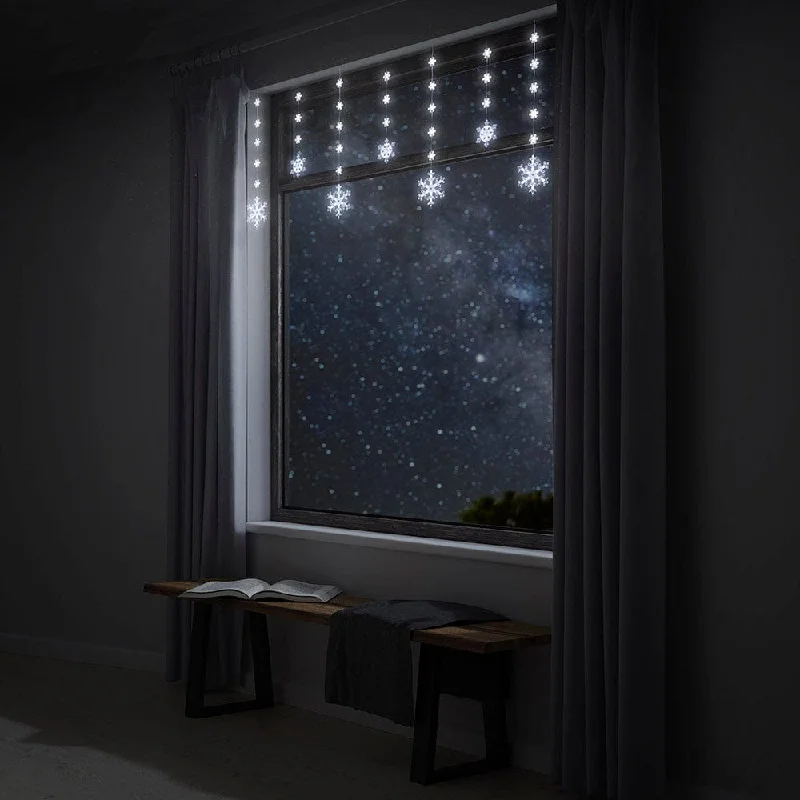 Christmas Gifting Season LED Snowflake Dual-Size Curtain 2 Asst