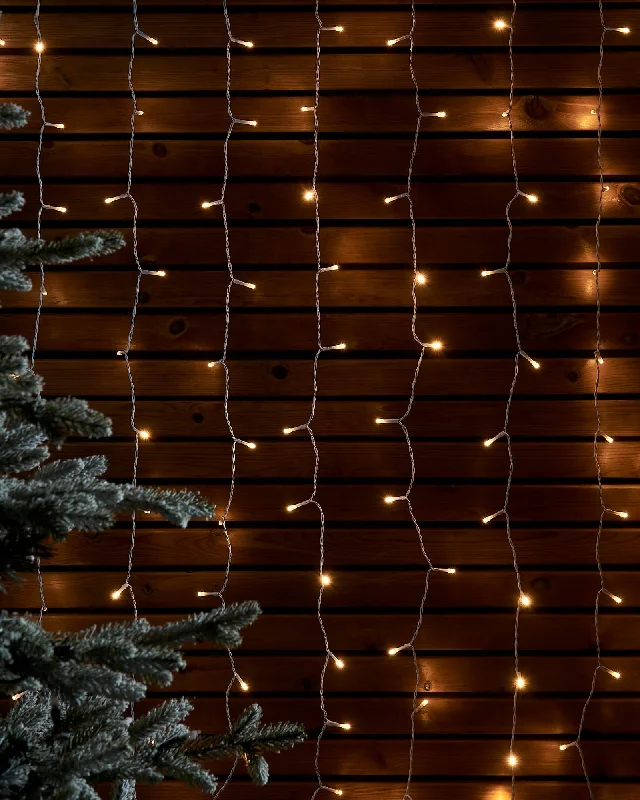 Christmas Snowfall LINK UP LED Curtain Lights, White Cable, 1 m x 1.2 m, Warm White