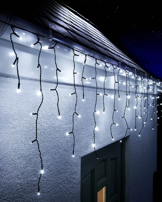 Christmas Tree Toppers LINK UP LED Icicle Lights, Black Cable, White
