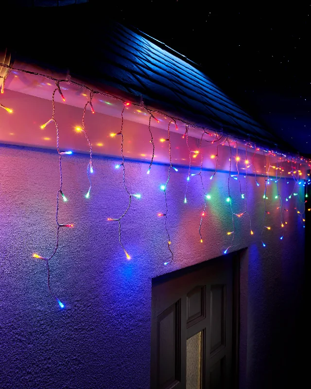 Christmas Jolly Vibes LINK UP LED Icicle Lights, White Cable, Multi Colour