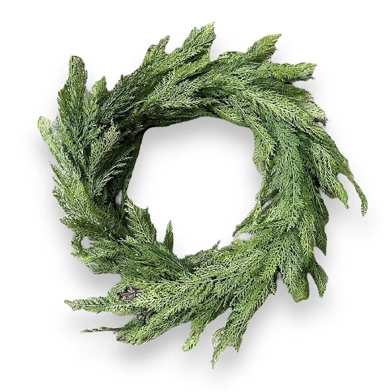 Christmas Gingerbread House Green Deluxe Cedar Silk Wreath - 22"