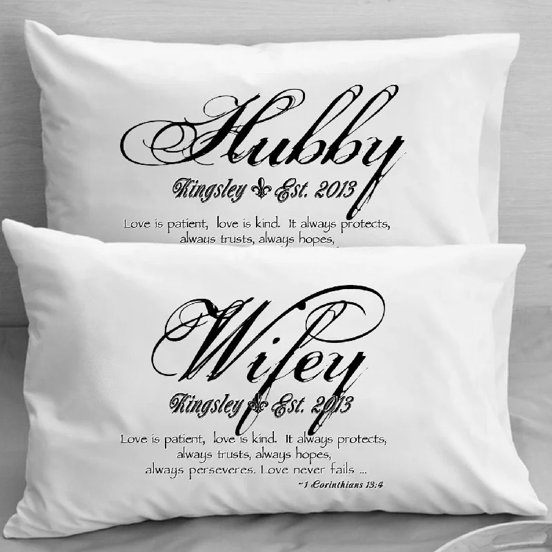 Christmas Wrapped Surprises 1 Corinthians 13 Love Bible Verse Pillow Cases Mr Mrs Wife Husband Wedding, Anniversary gift idea for couple Love is Patient Love is Kind Christmas Wrapped Surprises 1 Corinthians 13 Love Bible Verse Pillow Cases Mr Mrs Wife Husband Wedding, Anniversary gift idea for couple Love is Patient Love is Kind