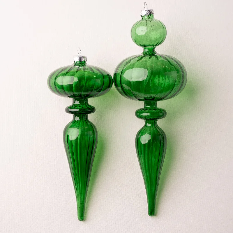 Christmas Cinnamon Rolls 10" Green Finial Assorted Set Of 2