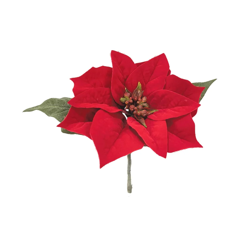 Christmas Wrapped Surprises 10" Poinsettia Pick 2024 Christmas Collection