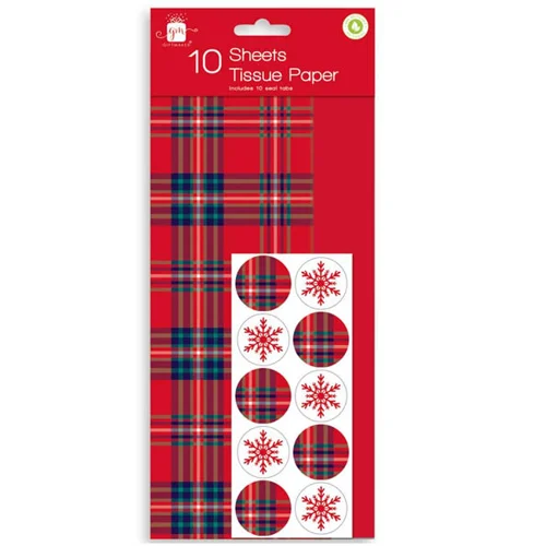 Christmas Baking 10 Sheets of Tartan Tissue Paper WRP002
