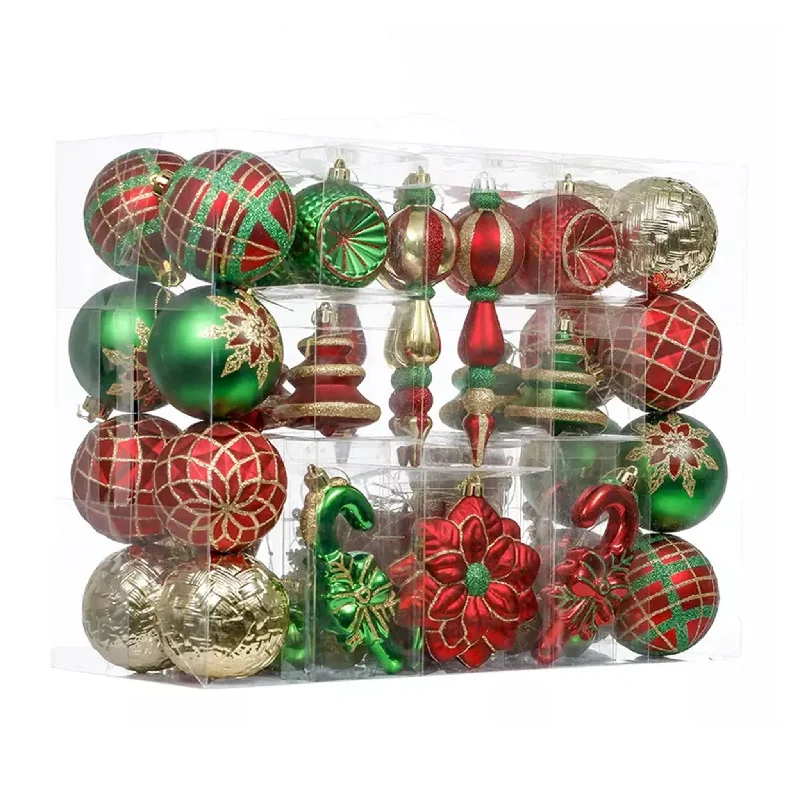 Christmas Tree 108pcs 7-17cm Premium Red Green Gold Shatterproof Ornament Set 00108001