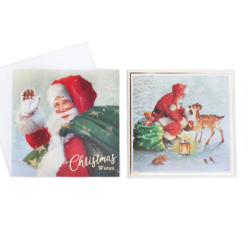 Christmas Cinnamon Rolls 10PCS Santa Claus and Reindeer Christmas Cards CRD008