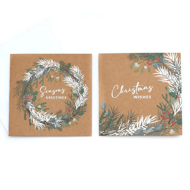 Christmas Night 10pcs Woodland Foliage Christmas Cards CRD001