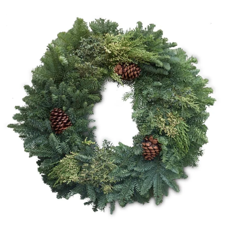Christmas Stocking Stuffers Mixed Wreath with Pinecones 20"