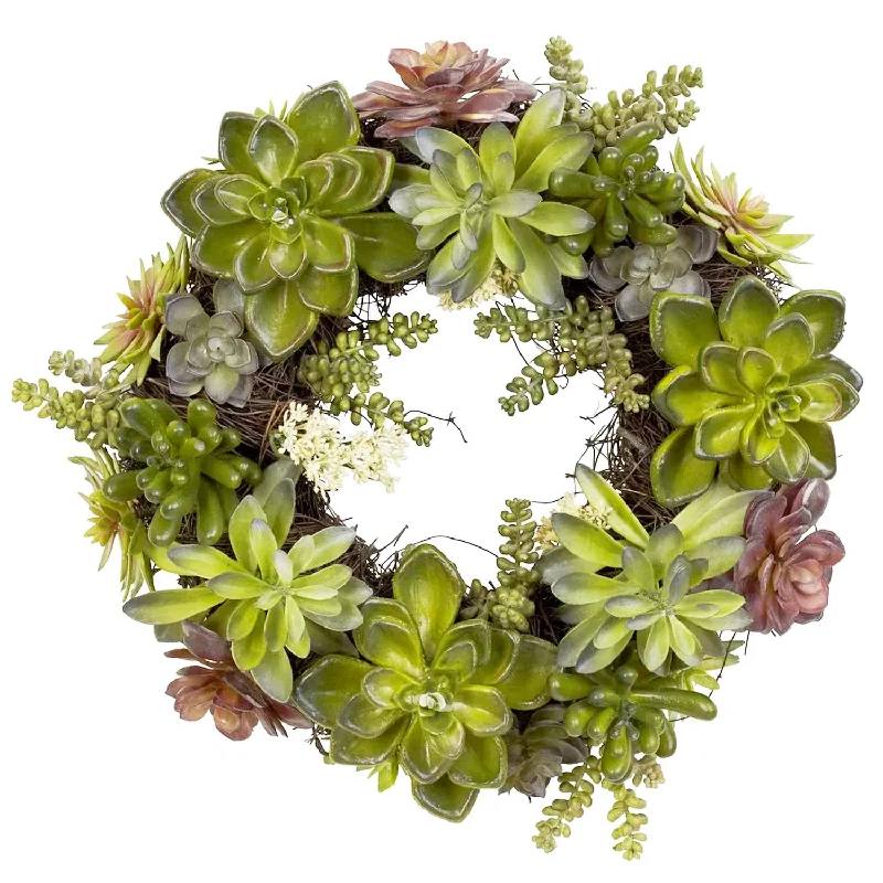 Christmas Hot Chocolate Succulent Wreath 14"
