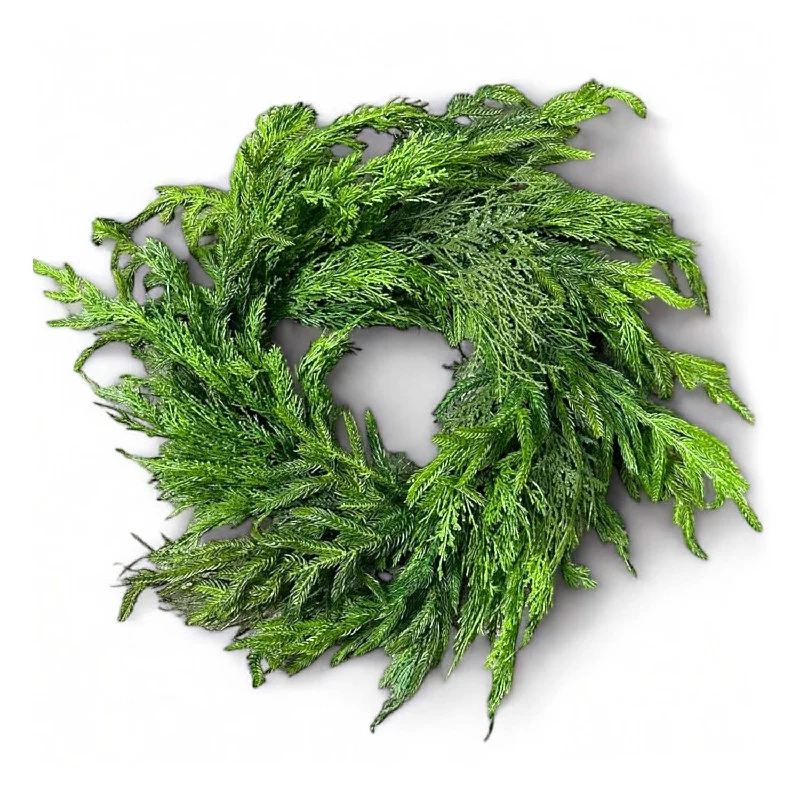 Christmas Baking Traditions Deluxe Norfolk Pine & Cedar Silk Wreath - 26''