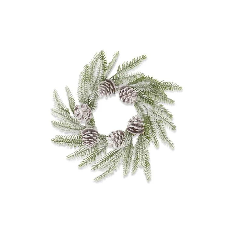 Christmas Gift Baskets 12 Inch Flocked Fir and Pinecone Candle Ring