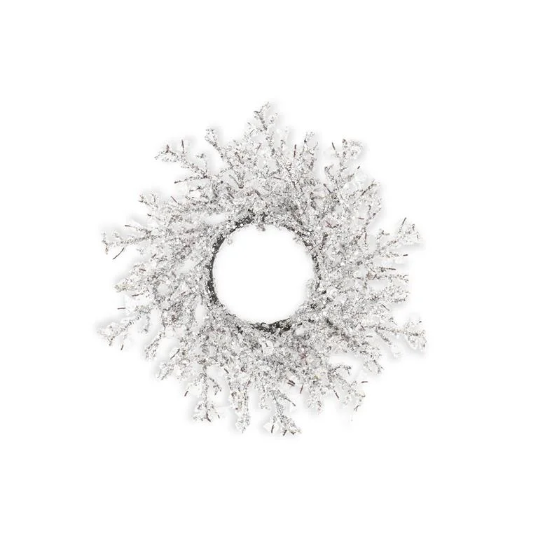 Christmas Tree Glitter 14 Inch Iced Crystal Candle Ring (4.5Dia.)