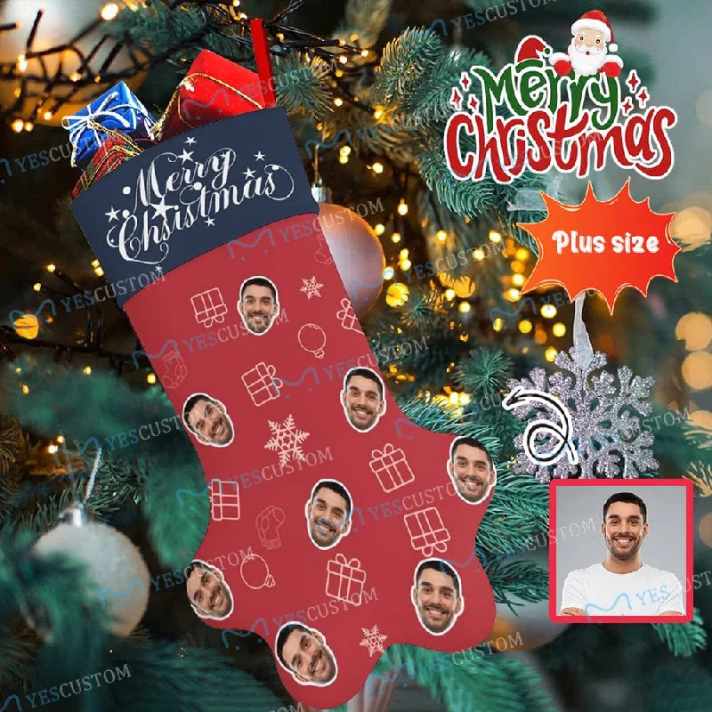 Christmas Candle Holders 16.6in(L) Plus Size-Custom Face Socks Paw Christmas Stocking Holiday Decor Gifts Christmas Candle Holders 16.6in(L) Plus Size-Custom Face Socks Paw Christmas Stocking Holiday Decor Gifts