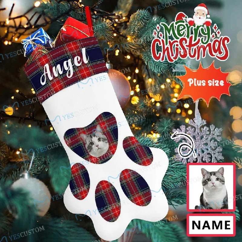 Christmas Dinner Recipes 16.6in(L) Plus Size-Custom Pet Face Plaid Socks Paw Christmas Stocking Holiday Decor Gifts Christmas Dinner Recipes 16.6in(L) Plus Size-Custom Pet Face Plaid Socks Paw Christmas Stocking Holiday Decor Gifts