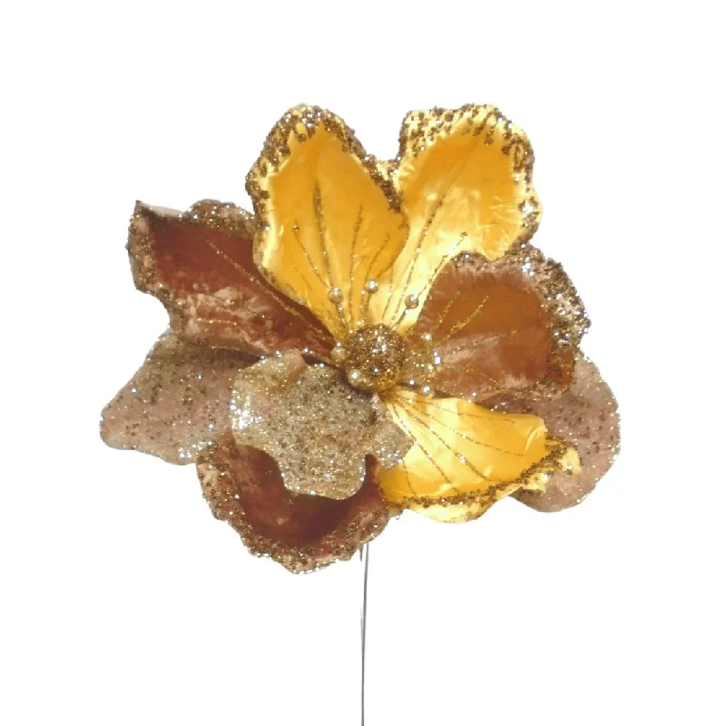 Christmas Snowy Pathways Giant  Gold Magnolia Tree Pick