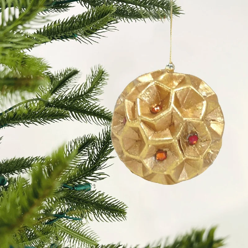 Holiday Treats Carved Rose Gold Ornament with Red Detailing