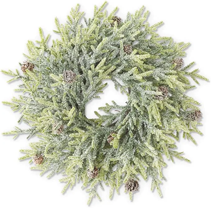 Christmas Table Setup 17" SNOWY JUNIPER WREATH